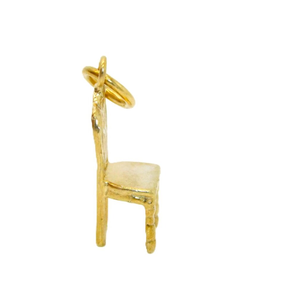 14K 3D Fancy Chair Yellow Gold Pendant Charm - Picture 3 of 3